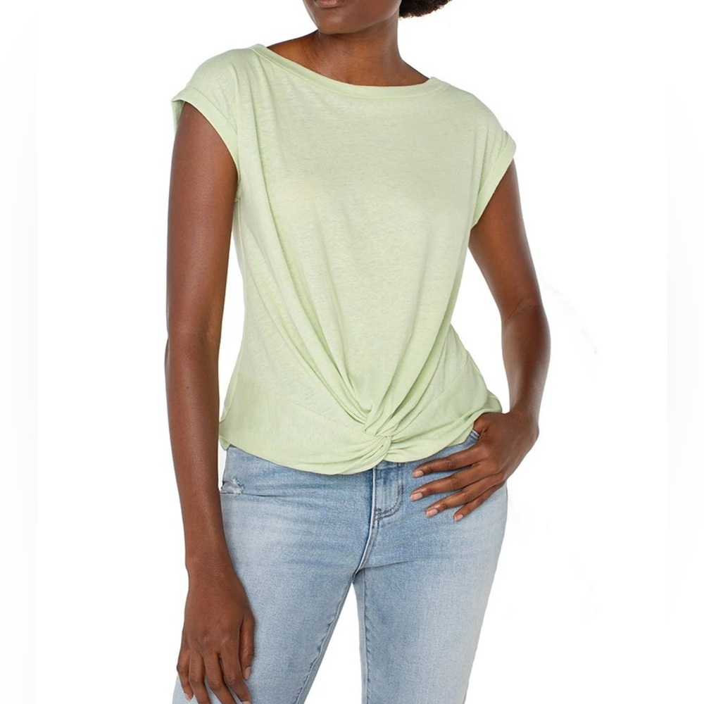 Liverpool Los Angeles knot front twist tee - lime green